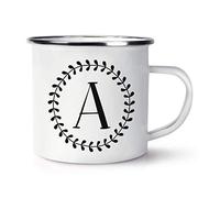 Letter A Floral Wreath Alphabet Retro Enamel Mug Cup