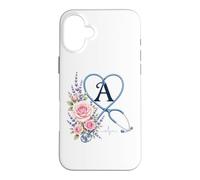 Letter A Initial Monogram Nurse Pink Roses Heart Stethoscope Case for iPhone 16 Plus