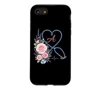 Letter A Initial Monogram Nurse Pink Roses Heart Stethoscope Case for iPhone SE (2020) / 7/8
