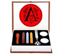 Letter A Wax Seal Stamp Set, ANBOSE Alphabet A Letters Wax Sealing Stamp Kit Including 1Pcs Wooden Handle Copper Seal, 3Pcs Wax Seal Sticks, 1Pcs Melting Spoon and 2Pcs White Candles (Letter-A)
