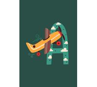 Letter A with Airplane Kids Initial A Monogram Notebook: Blank Lined Paper, 100 Pages