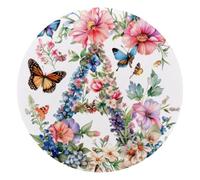 Letter a with Flowers Butterflies Watercolor Pattern Small Round Mouse Pad, Anti-Slip Rubber Computer Mousepad for Office Home Gaming Laptop, 10 x 10 Inch