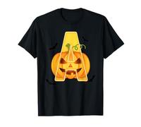 Letter A Yellow On Pumpkin Halloween Costume Party T-Shirt
