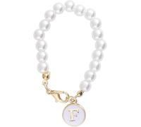 Letter Accessories for Stanley-Cup Initial Name ID Personalized Handle Charm for Stanley-Tumbler White Pearl Chain, Simple Modern Personalized Name ID Decorations (F)