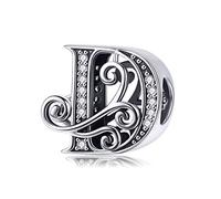Letter Alphabet Charm 925 Sterling Silver D Charms Word Charm Anniversary Charm for Pandora Charm Bracelet (D)
