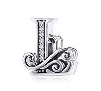Letter Alphabet Charm 925 Sterling Silver L Charms Word Charm Anniversary Charm for Pandora Charm Bracelet (L)