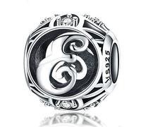 Letter Alphabet Charm 925 Sterling Silver Letter Beads Initial A-Z Alphabet Charms for Bracelets,Compatible with Pandora,European Charm Bracelet Bead (E)