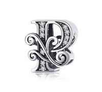Letter Alphabet Charm 925 Sterling Silver P Charms Word Charm Anniversary Charm for Pandora Charm Bracelet (P)