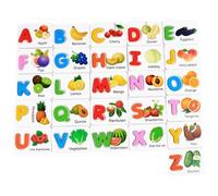 Letter And Fruit Flash Card ABC Wood Letter Puzzle Matching Game Preschool Learning Game Gift 3 4 5 6 Year Old Boys And Girls Fun Gift