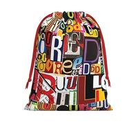Letter And Number Print Gift Drawstring Bag Reusable Pouch Festive Decor Party Favor Daily Storage Sack