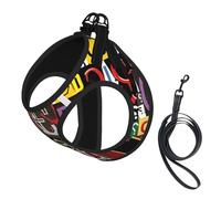 Letter And Number Print Pet Leash Vest,Breathable Mesh Pet Harness, Reflective For Small Medium Dogs Safe Easy Walking