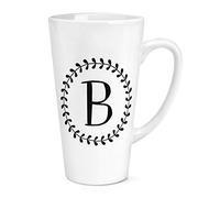 Letter B Floral Wreath Alphabet 17oz Large Latte Mug Cup