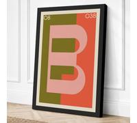 Letter B in Pink Geometric Canvas Wall Art Print 24x16 Inch (61 x 41 cm)
