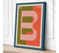 Letter B in Pink Geometric Canvas Wall Art Print 24x16 Inch (61 x 41 cm)