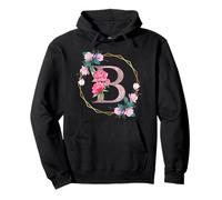 Letter B Initial Flower Monogram For Women Girls Pullover Hoodie