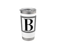 Letter B Initial Monogram Typography Gift Stainless Steel Insulated Tumbler