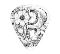 Letter B made of flowers Guitar picks in thin, medium, and thick sizes, 12-piece set, suitable for electric guitar and various instruments