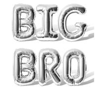 Letter Balloons - BIG BRO 16" Inch Alphabet Letters Foil Mylar Balloon Baby Shower or Birth Announcement Photo Shoot Balloon Banner (Silver)