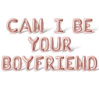 Letter Balloons - CAN I BE YOUR BOYFRIEND 16" Inch Alphabet Letters Foil Mylar Balloon Valentines Day Party Banner (Rose Gold)