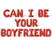 Letter Balloons - CAN I BE YOUR BOYFRIEND 16" Inch Alphabet Letters Foil Mylar Balloon Valentines Day Party Banner (Red)