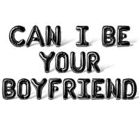 Letter Balloons - CAN I BE YOUR BOYFRIEND 16" Inch Alphabet Letters Foil Mylar Balloon Valentines Day Party Banner (Black)