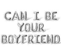 Letter Balloons - CAN I BE YOUR BOYFRIEND 16" Inch Alphabet Letters Foil Mylar Balloon Valentines Day Party Banner (Silver)