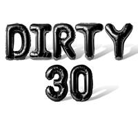 Letter Balloons - DIRTY 30 16" Inch Alphabet Letters Foil Mylar Balloon 30th Birthday Party Balloon Banner (Black)