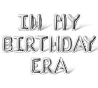 Letter Balloons - IN MY BIRTHDAY ERA 16" Inch Alphabet Letters Foil Mylar Balloon Birthday Party Banner (Silver)