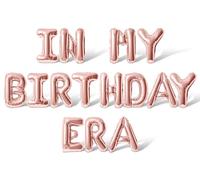 Letter Balloons - IN MY BIRTHDAY ERA 16" Inch Alphabet Letters Foil Mylar Balloon Birthday Party Banner (Rose Gold)