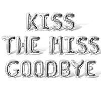 Letter Balloons - KISS THE MISS GOODBYE 16" Inch Alphabet Letters Foil Mylar Balloon Bachelorette Party Banner (Silver)