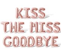 Letter Balloons - KISS THE MISS GOODBYE 16" Inch Alphabet Letters Foil Mylar Balloon Bachelorette Party Banner (Rose Gold)