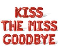 Letter Balloons - KISS THE MISS GOODBYE 16" Inch Alphabet Letters Foil Mylar Balloon Bachelorette Party Banner (Red)