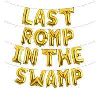 Letter Balloons - LAST ROMP IN THE SWAMP 16" Inch Alphabet Letters Foil Mylar Balloon Bachelorette Party Banner (LAST ROMP IN THE SWAMP Gold)