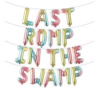 Letter Balloons - LAST ROMP IN THE SWAMP 16" Inch Alphabet Letters Foil Mylar Balloon Bachelorette Party Banner (LAST ROMP IN THE SWAMP Rainbow)