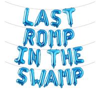 Letter Balloons - LAST ROMP IN THE SWAMP 16" Inch Alphabet Letters Foil Mylar Balloon Bachelorette Party Banner (LAST ROMP IN THE SWAMP Blue)