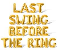 Letter Balloons - LAST SWING BEFORE THE RING 16" Inch Alphabet Letters Foil Mylar Balloon Bachelorette Party Banner (Gold)