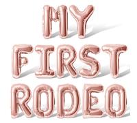 Letter Balloons - MY FIRST RODEO 16" Inch Alphabet Letters Foil Mylar Balloon 1st Birthday Party Banner (Rose Gold)