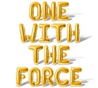 Letter Balloons - ONE WITH THE FORCE 16" Inch Alphabet Letters Foil Mylar Balloon 1st Birthday Party Banner (Gold)