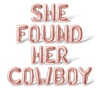 Letter Balloons - SHE FOUND HER COWBOY 16" Inch Alphabet Letters Foil Mylar Balloon Bachelorette Party Banner (Rose Gold)