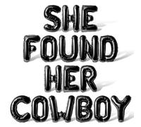 Letter Balloons - SHE FOUND HER COWBOY 16" Inch Alphabet Letters Foil Mylar Balloon Bachelorette Party Banner (Black)