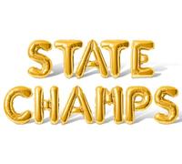 Letter Balloons - STATE CHAMPS 16" Inch Alphabet Letters Foil Mylar Balloon State Champions Party Banner (Gold)