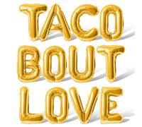 Letter Balloons - TACO BOUT LOVE 16" Inch Alphabet Letters Foil Mylar Balloon Bachelorette or Engagement Party Banner (Gold)