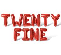 Letter Balloons - TWENTY FINE 16" Inch Alphabet Letters Foil Mylar Balloon 20th Birthday Party Banner (Red)