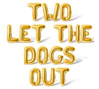 Letter Balloons - TWO LET THE DOGS OUT 16" Inch Alphabet Letters Foil Mylar Balloon 2nd Birthday Party Banner (Gold)