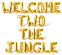 Letter Balloons - WELCOME TWO THE JUNGLE 16" Inch Alphabet Letters Foil Mylar Balloon 2nd Birthday Party Banner (Gold)