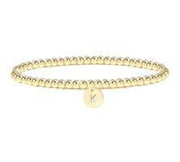Letter Beaded Bracelet- Gold or Silver Stretch Bracelet- Minimalist Initial Charm Bracelet for women, One Size, Stainless Steel, no gemstone