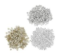 Letter Beads Russian Alphabet, 600Pcs White Gold Silver, 6mm Diameter, Easy Threading - Durable Plastic Craft Beads, Hand Eye Coordination, Jewelry Making Kit