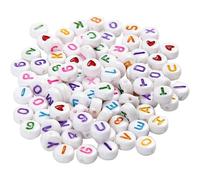 Letter Beads, size 7 mm, hole size 1,2 mm, white, 25g, approx. 200 p (US IMPORT)