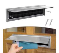 Letter Box Cover with Brush, 11.5'' Letterbox Flap for Front Door, Aluminium Alloy Postal Letterplate, Door Mail Slots, Post Box Wall Mounted, Silver, 1 Pack