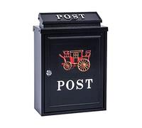 Letter Box,Postbox,Lockable Wall Mounted Rustic Mailbox Galvanized Metal Letter Decor Tin Post Box Holder Outside Hanging Decoration for House - 7 Styles (Color : D) (C)